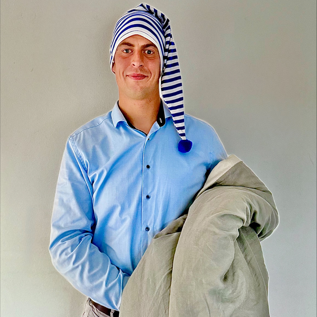 Gründer von Seitentraum mit einer Seitenschläferdecke